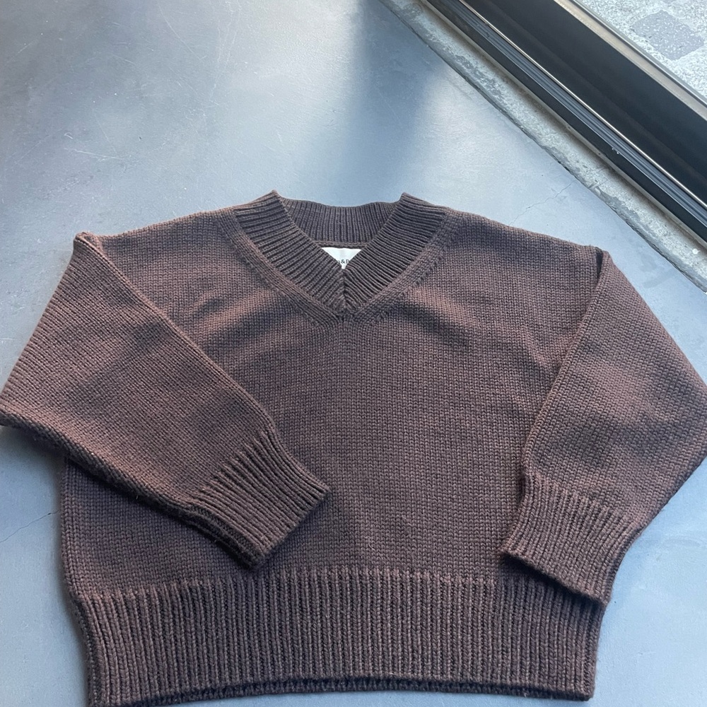 Misha And Puff Dark Brown V-Neck Sweater